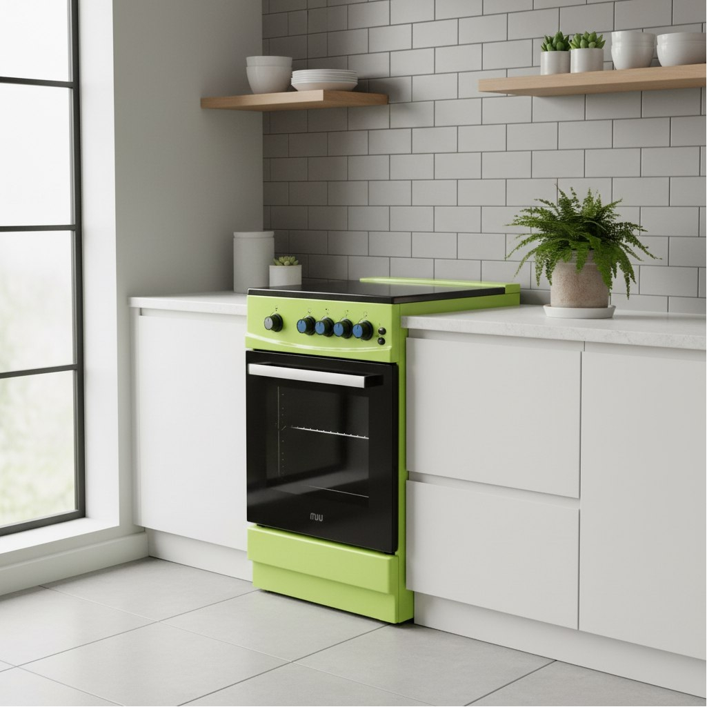 Плита газовая MIU UNO 52S, УТ-00002894, цвет зеленый, объем духовки 54 л, откидная дверца