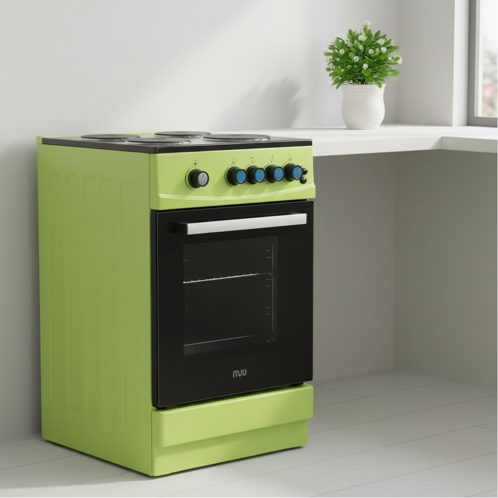Плита газовая MIU UNO 52S, УТ-00002894, цвет зеленый, объем духовки 54 л, откидная дверца