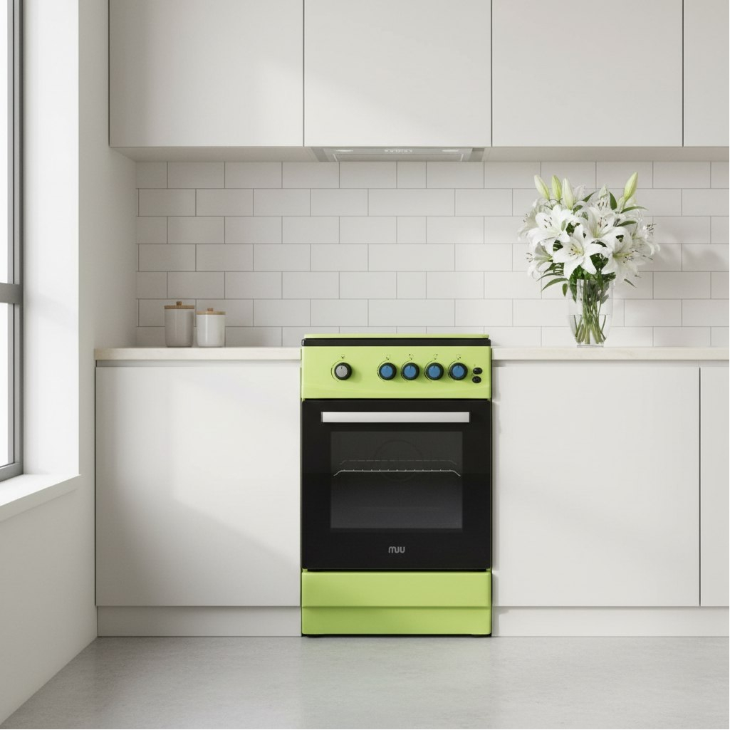 Плита газовая MIU UNO 52S, УТ-00002894, цвет зеленый, объем духовки 54 л, откидная дверца