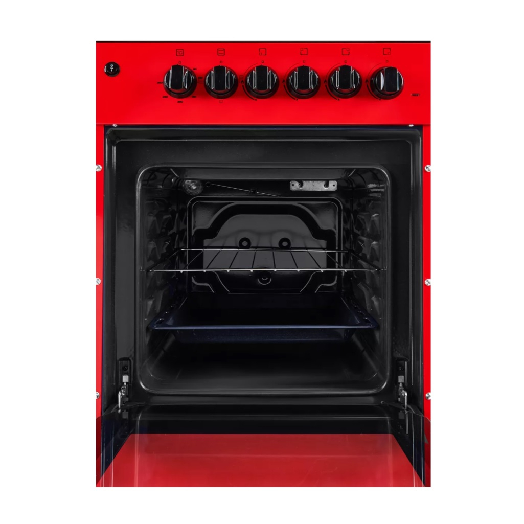 Плита газовая MIU UNO 52S, УТ-00002893, цвет красный, объем духовки 54 л, откидная дверца
