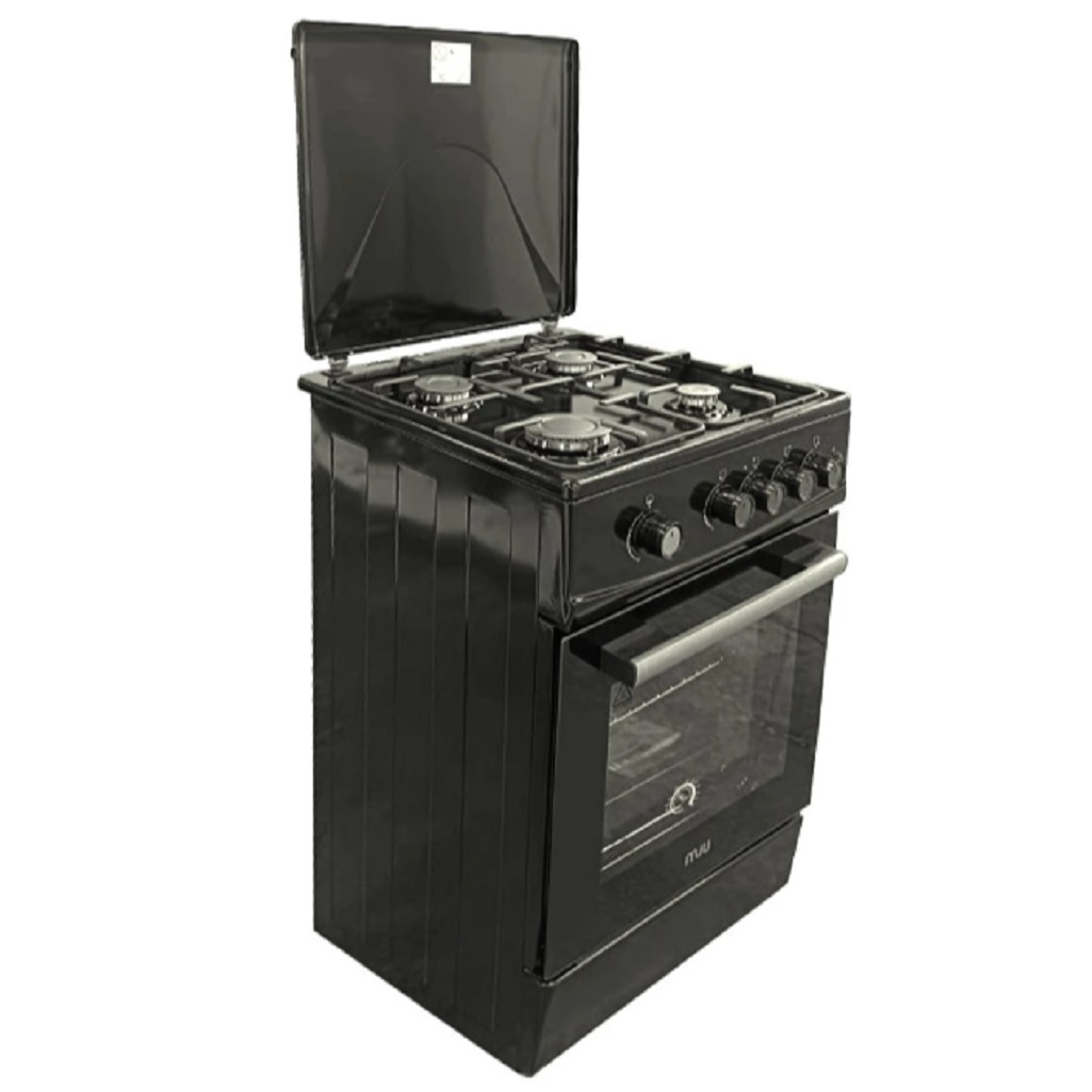 Плита газовая MIU UNO 52S, УТ-00002816, цвет черный, объем духовки 52.8 л, откидная дверца