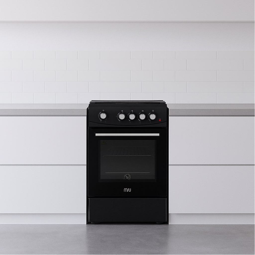 Плита газовая MIU UNO 52S, УТ-00002816, цвет черный, объем духовки 52.8 л, откидная дверца