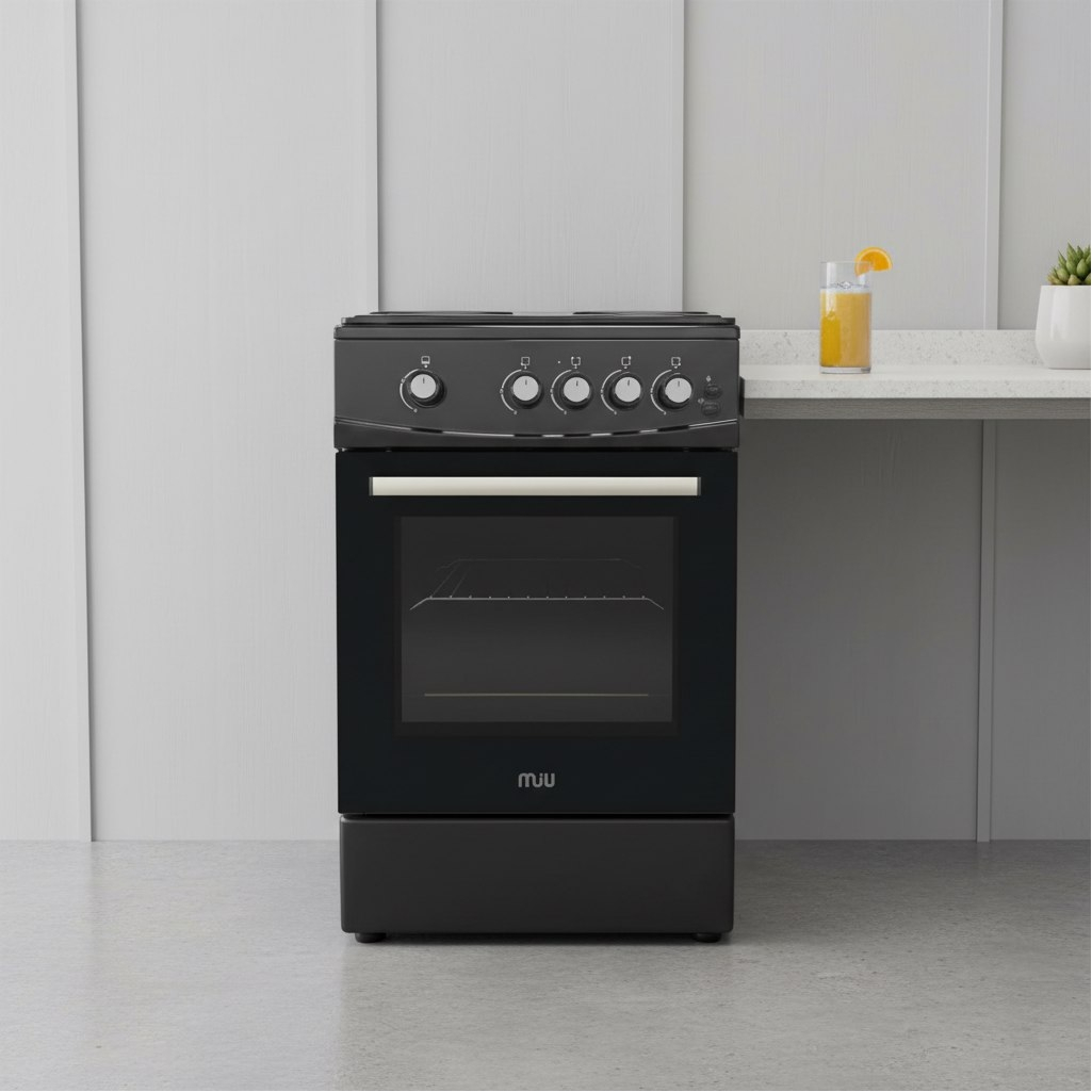 Плита газовая MIU UNO 52S, УТ-00002816, цвет черный, объем духовки 52.8 л, откидная дверца