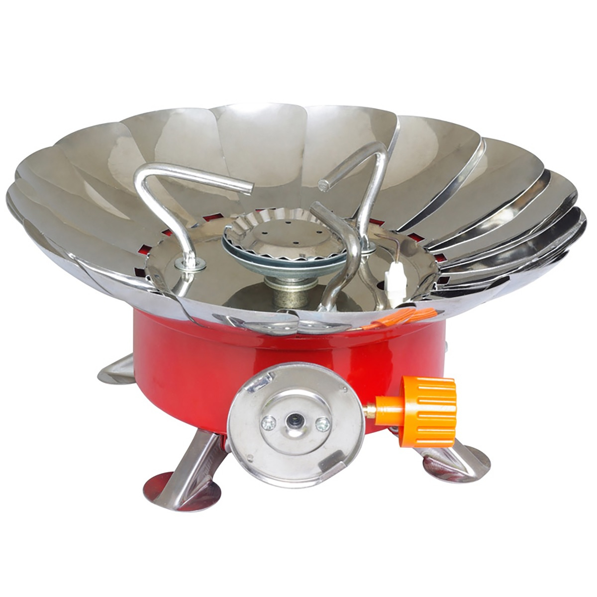 Плита газовая портативная Energy GS-100, 0.3 кВт, 1 конфорка, пьезоподжиг, регулируемая ветрозащита, цвет красный