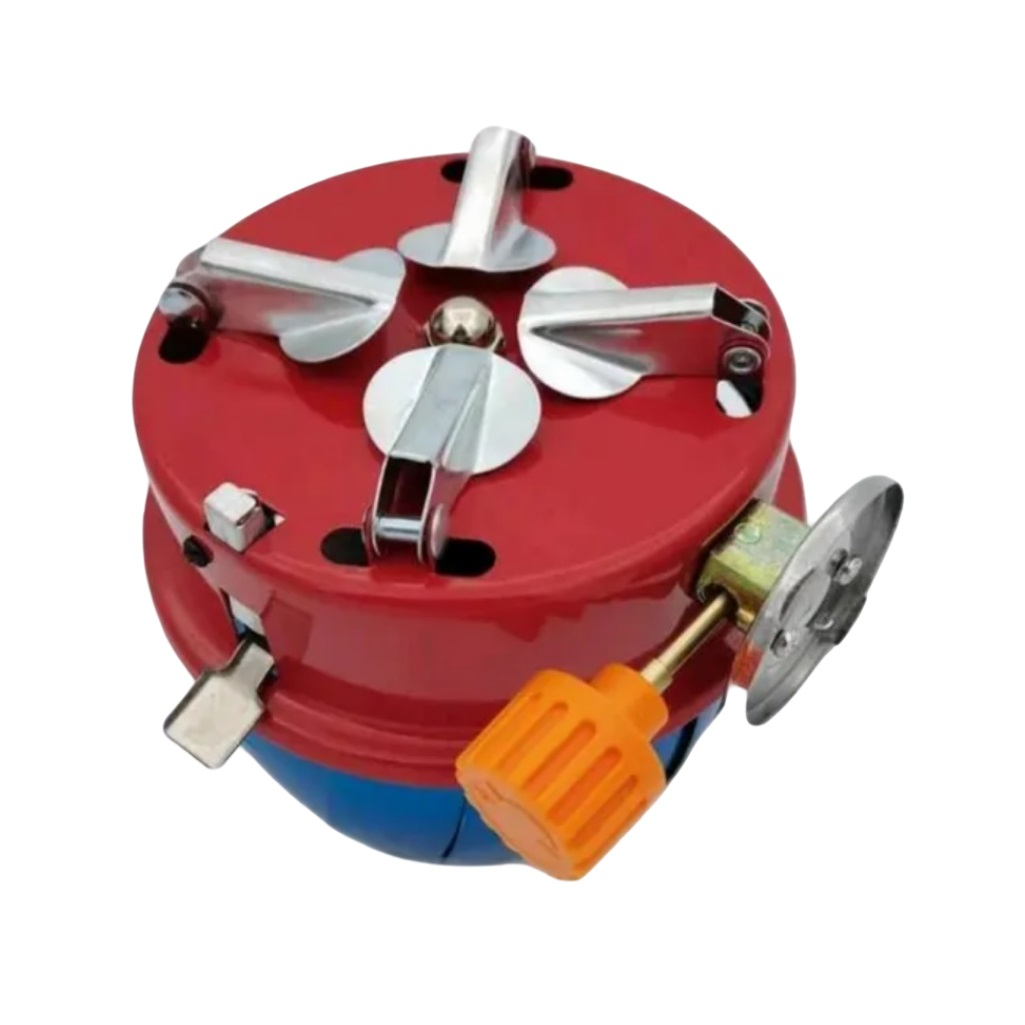 Плита газовая портативная Energy GS-100, 0.3 кВт, 1 конфорка, пьезоподжиг, регулируемая ветрозащита, цвет красный