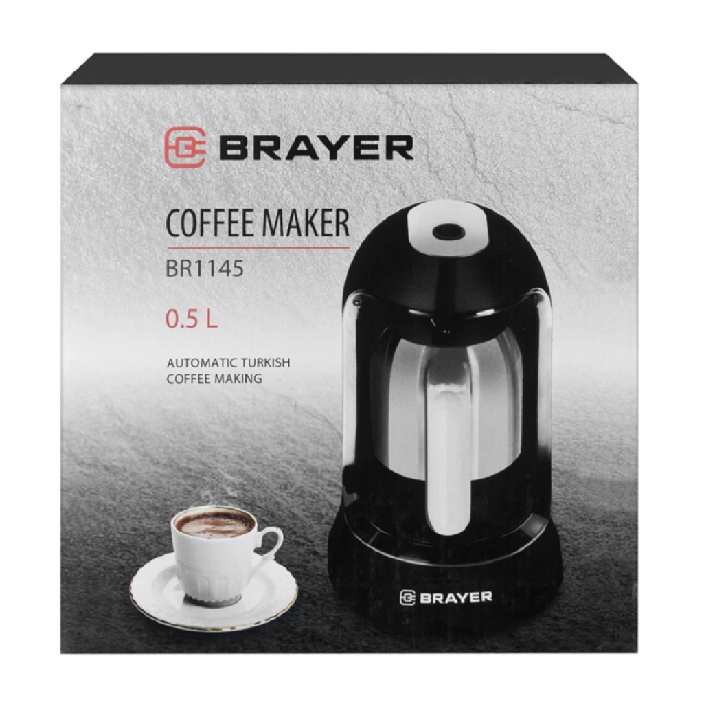 Кофеварка электрическая Brayer BR1145, сетевая, черная, 500 мл, 800 Вт