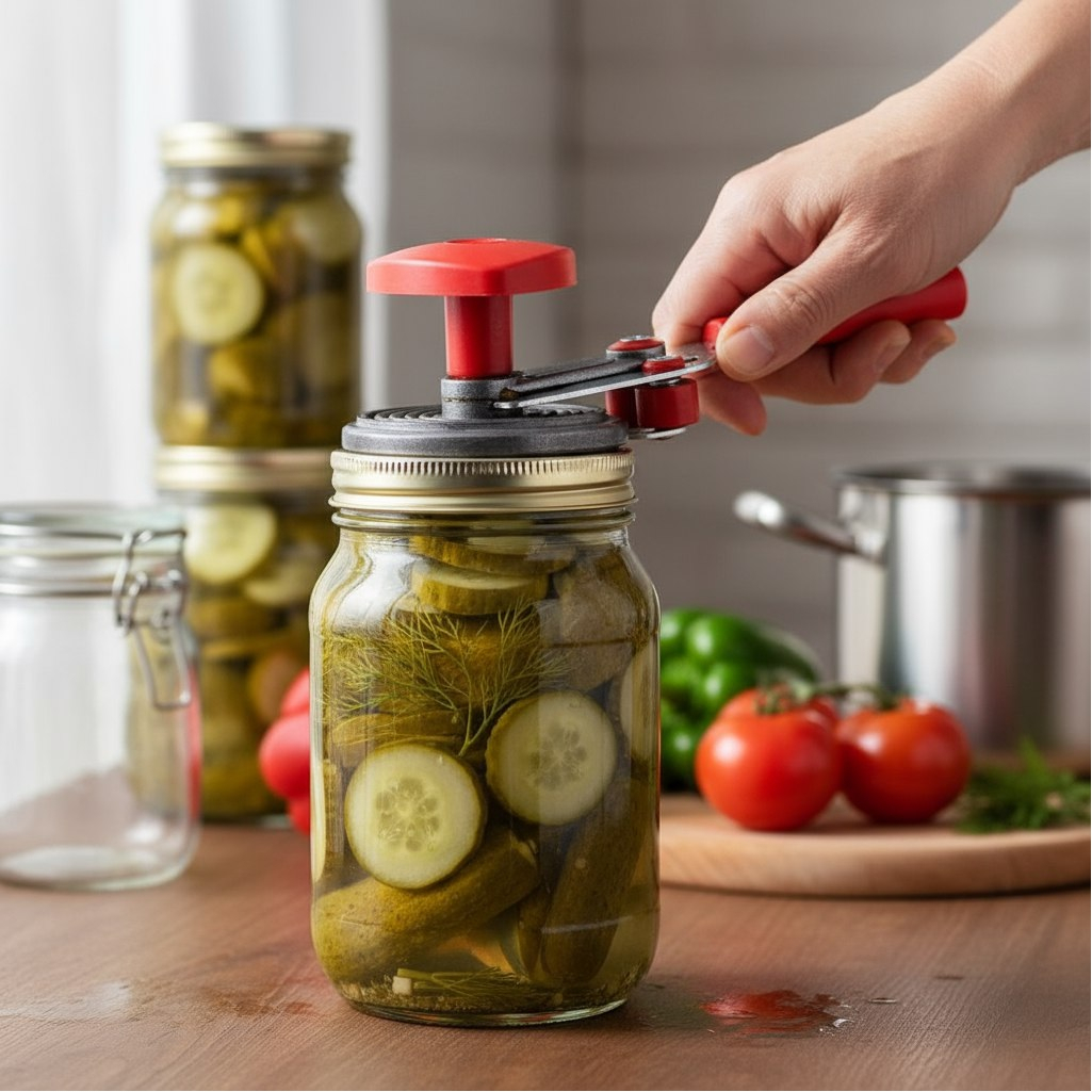 Машинка закаточная Хозяюшка 20/5932, улитка, полуавтоматическая, для стеклянных банок			