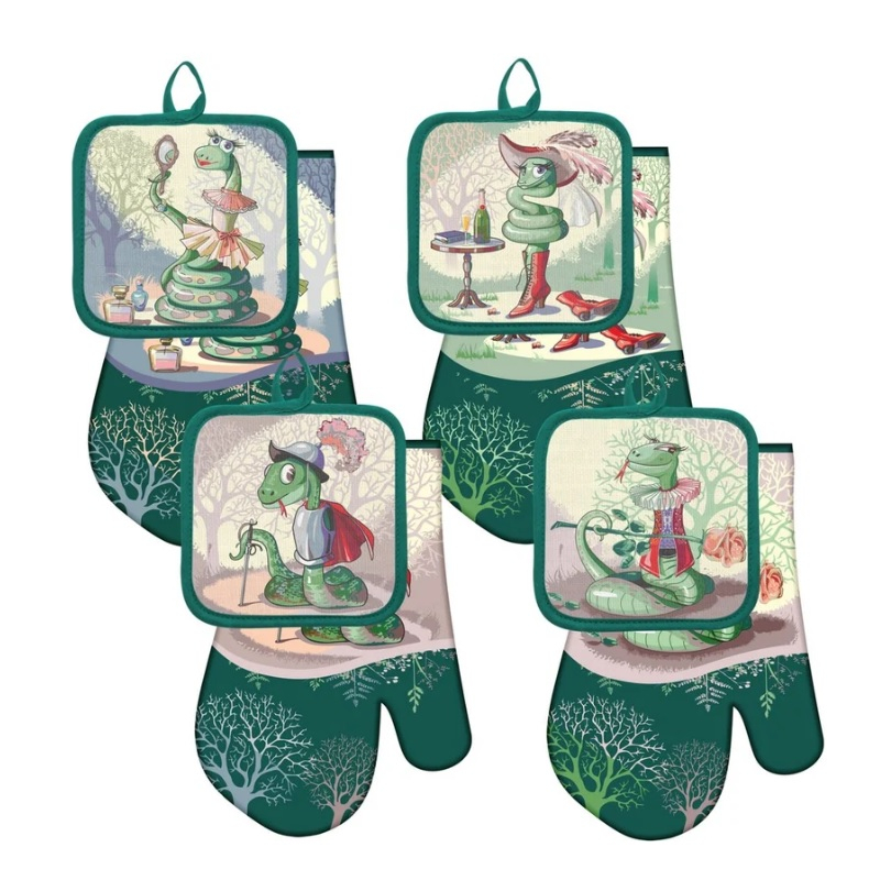 Набор кухонный МультиДом Светский образ прихватка+рукавица