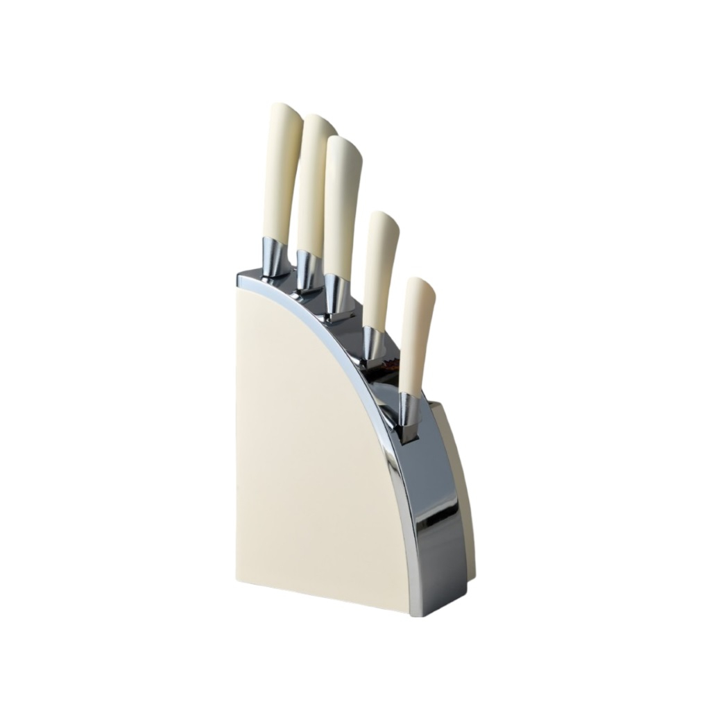 Набор ножей Agness 911-743 на пластиковой подставке, 6 предметов, цвет белый, хром