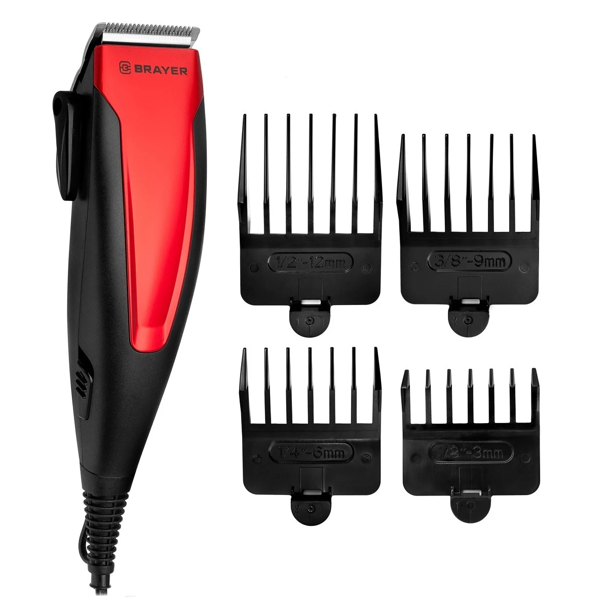 Машинка для стрижки Brayer BR3431, 4 насадки, фиксированные и подвижные лезвия из нержавеющей стали