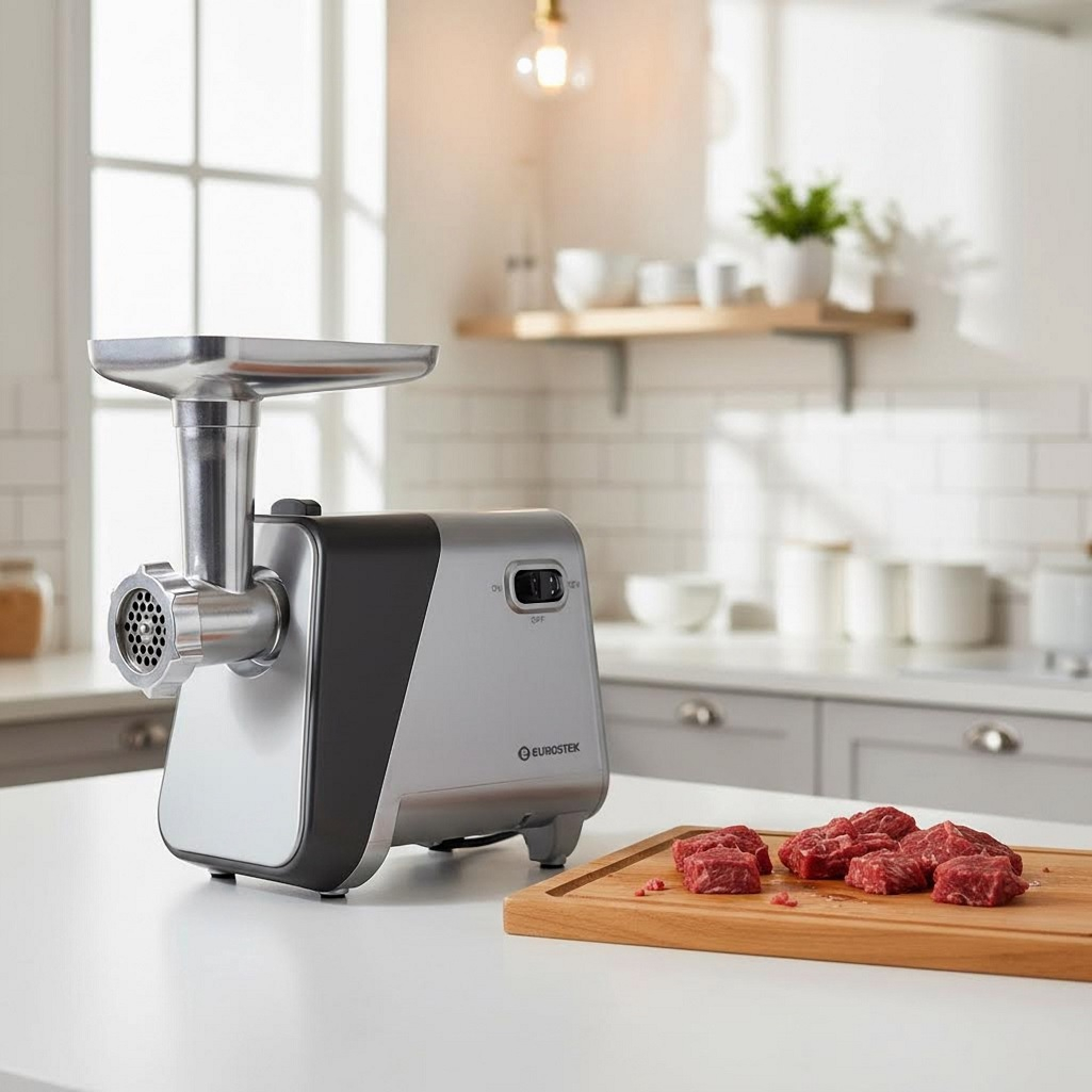Мясорубка электрическая Eurostek EMG-AS04M, пластик, металл, 2500 Вт, серебристый