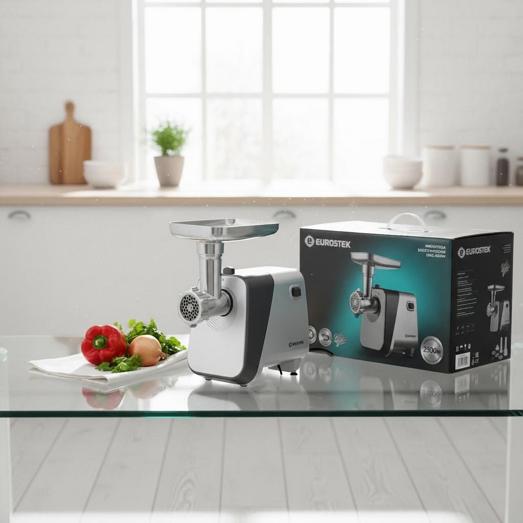 Мясорубка электрическая Eurostek EMG-AS04M, пластик, металл, 2500 Вт, серебристый