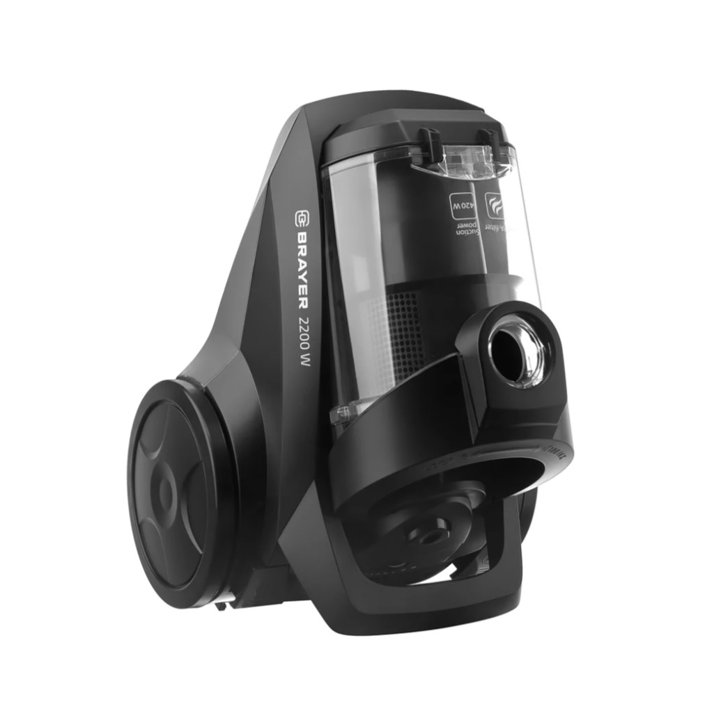 Пылесос циклонного типа Brayer BR4204, черный, 4 л, всасывание 420 Вт, общая мощность 2200 Вт