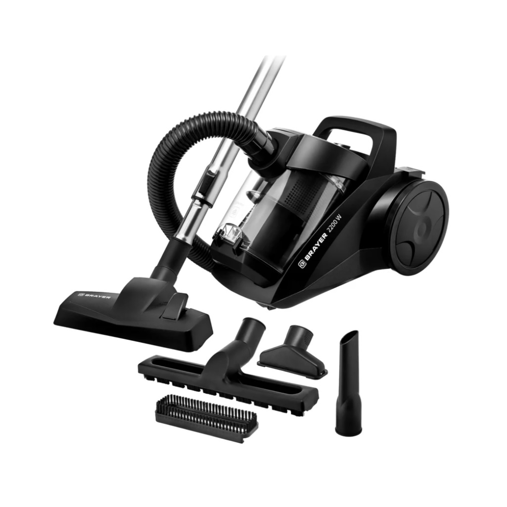 Пылесос циклонного типа Brayer BR4204, черный, 4 л, всасывание 420 Вт, общая мощность 2200 Вт