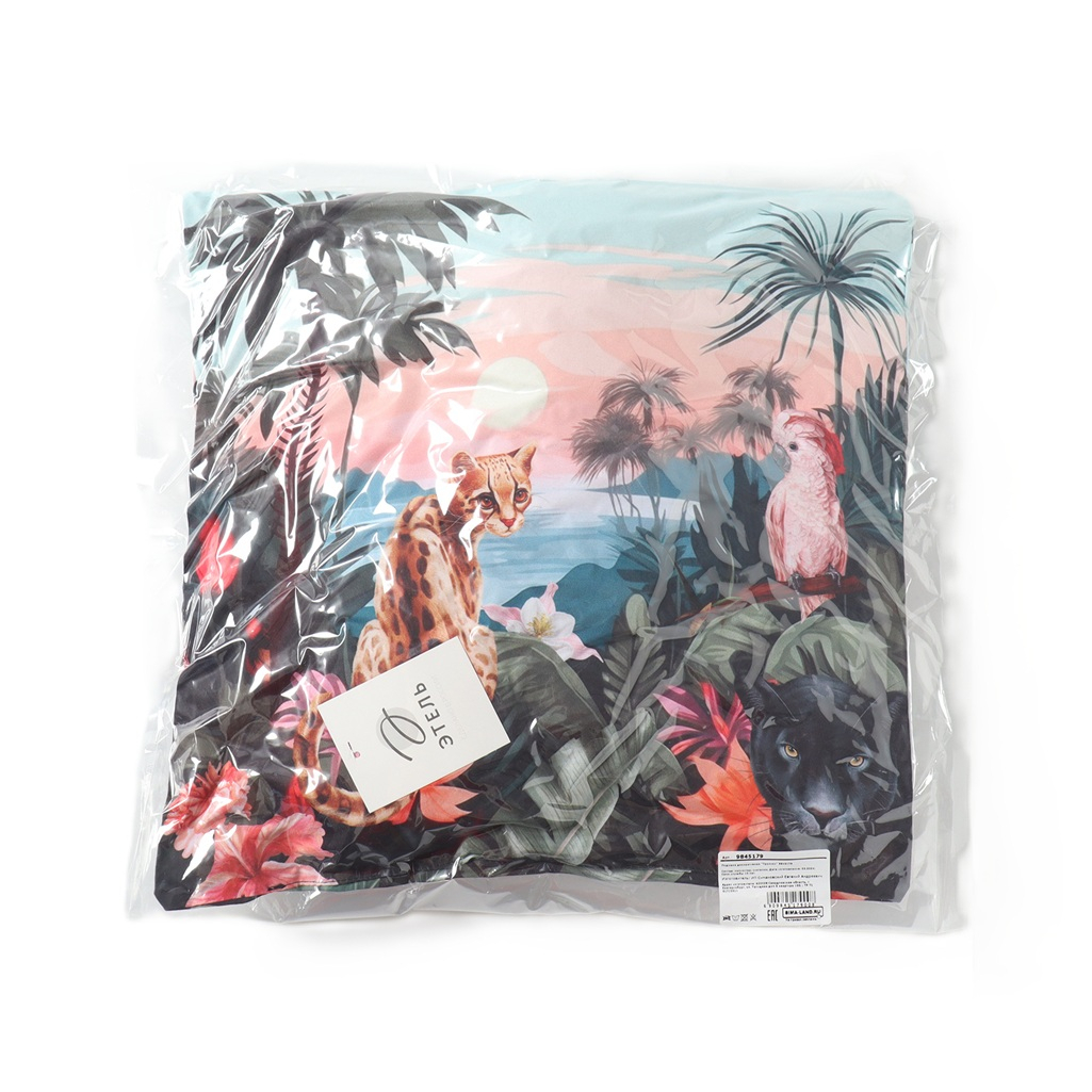 Подушка декоративная Этель Тропики 9845179, микрофибра, синтепон, 40х40 см