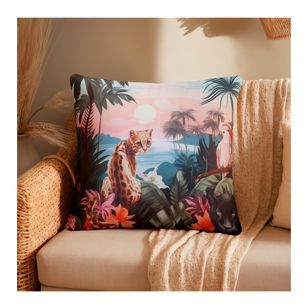 Подушка декоративная Этель Тропики 9845179, микрофибра, синтепон, 40х40 см