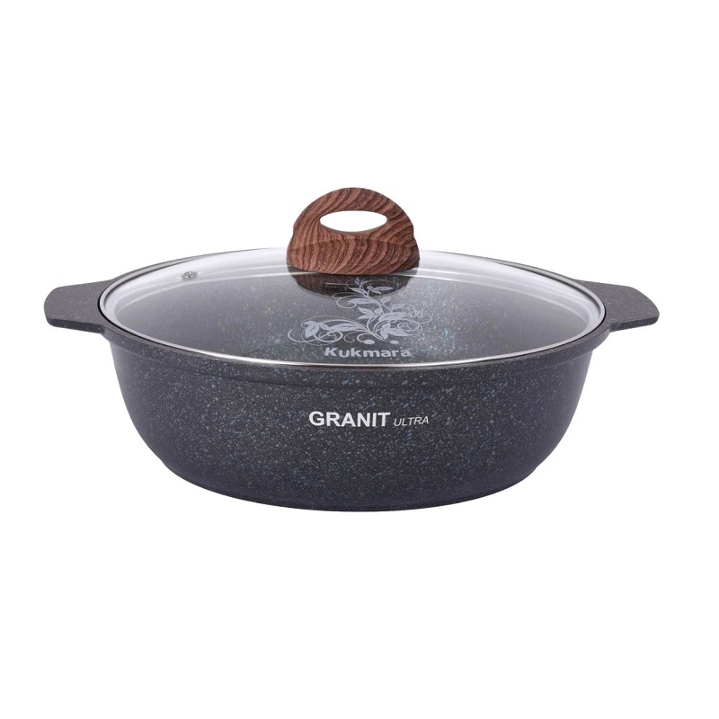 Кастрюля Kukmara Granit Ultra, антипригарное покрытие со стеклянной крышкой, синяя 3 л