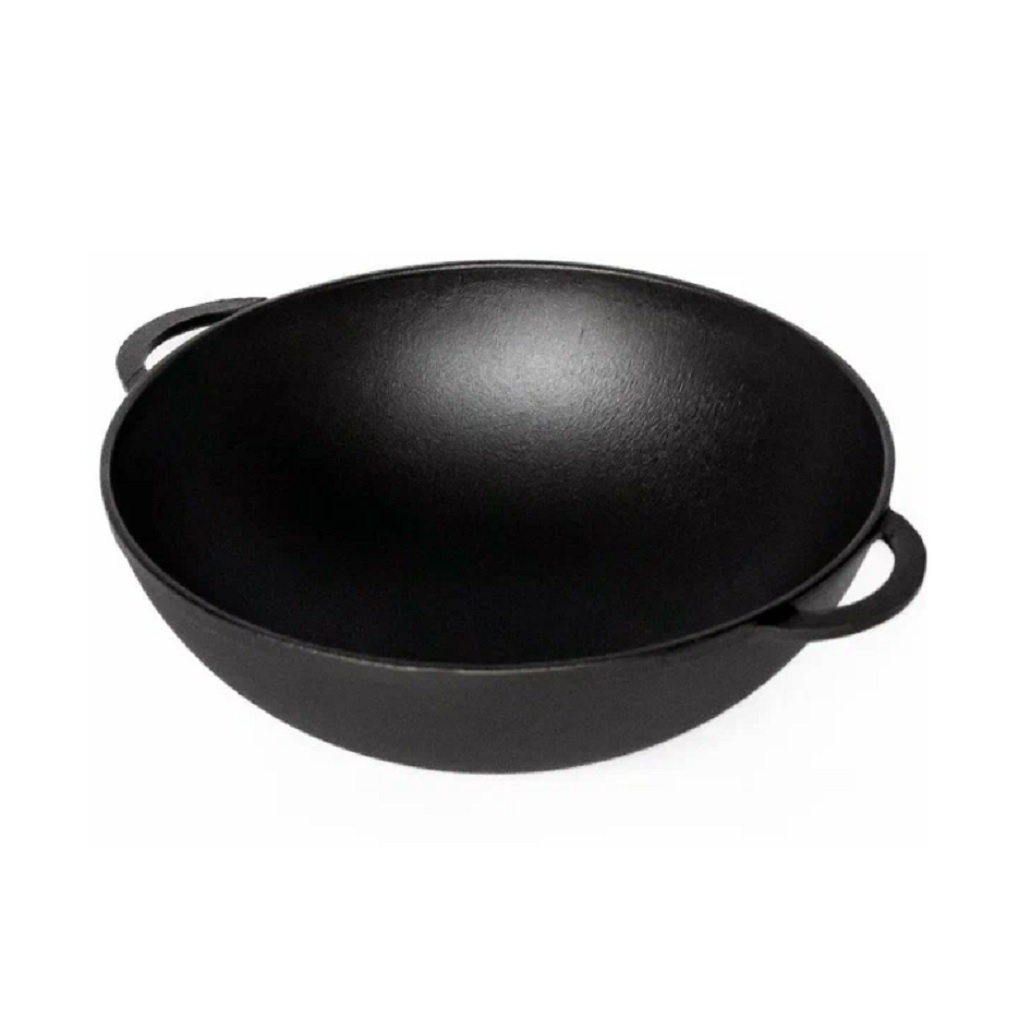 Сковорода вок Гардарика чугунная, с 2-мя ручками, d-260 мм, черная