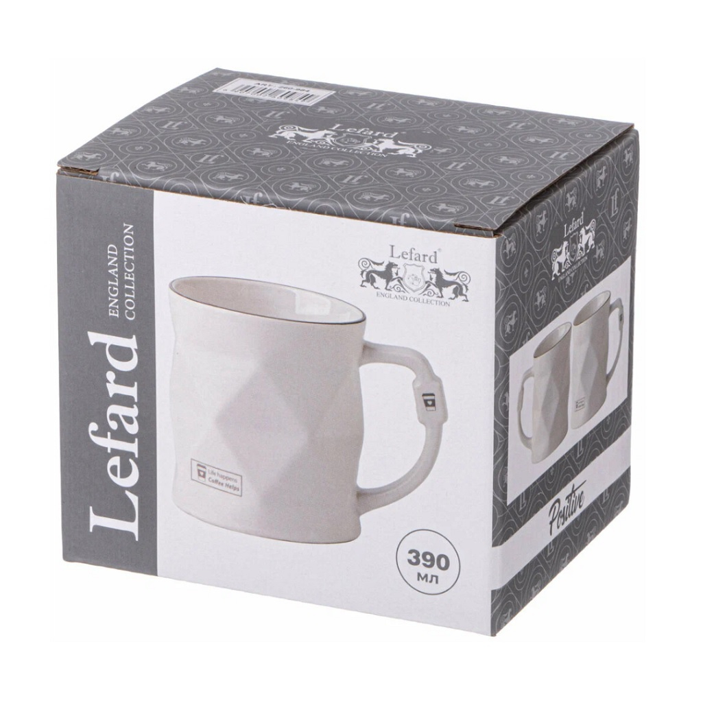 Кружка Lefard Break Time 260-984 для подачи горячих и холодных напитков, белая, 390 мл