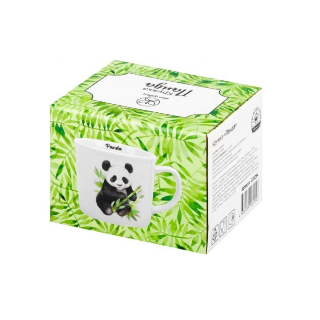 Кружка Elan Gallery Панда, фарфор New Bone China, 360 мл, 125х95х83 мм, 230254