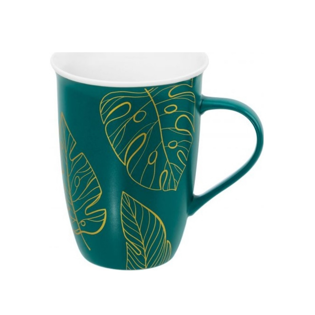 Кружка Elan Gallery Листья, фарфор New Bone China, 450 мл 125х90х125 мм, 230256