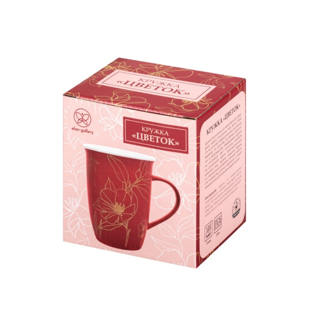 Кружка Elan Gallery Цветок, фарфор New Bone China, 450 мл 125х90х125 мм, 230257