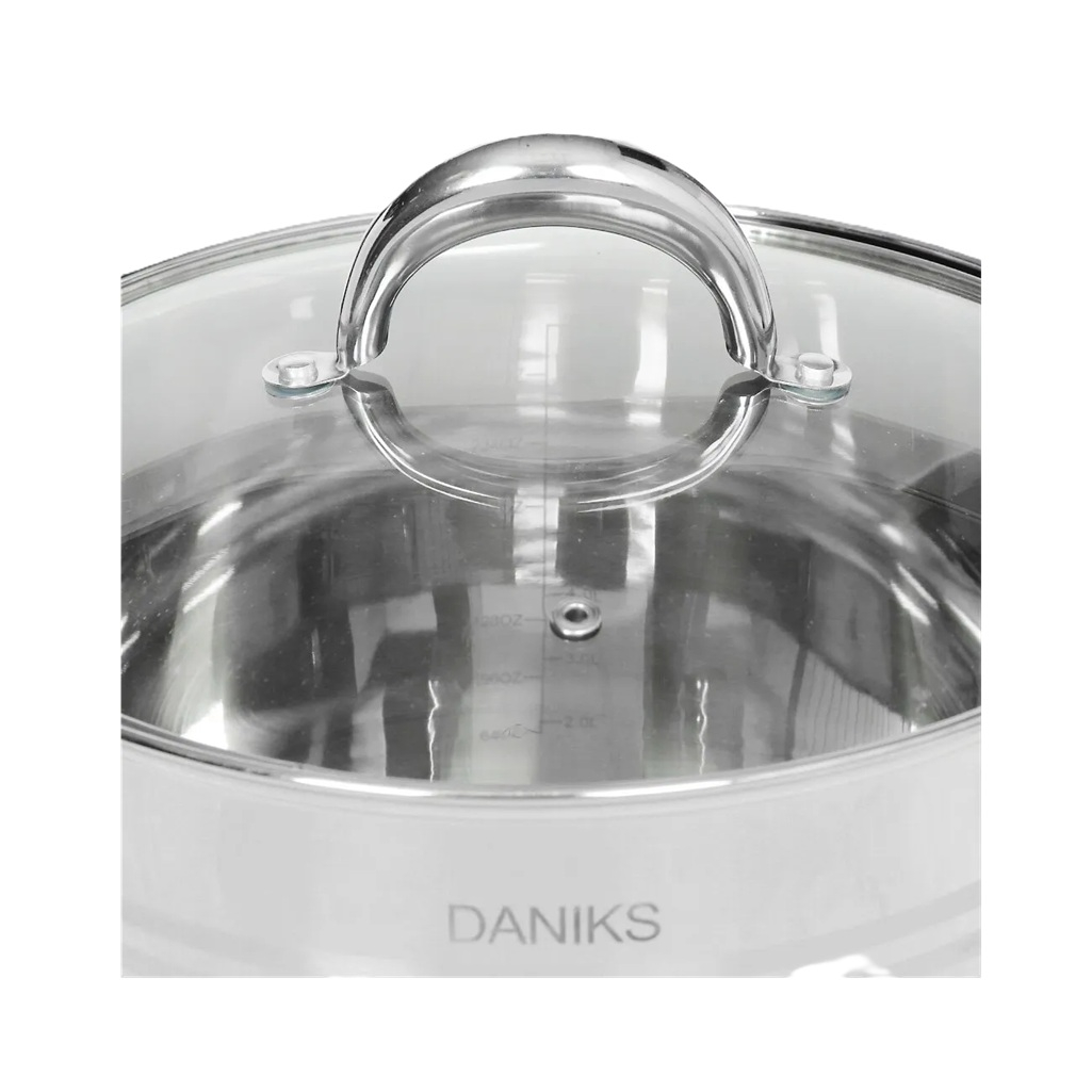 Кастрюля Daniks SP-6BP-12 Общепит с крышкой, нержавеющая сталь, индукция, 12 л