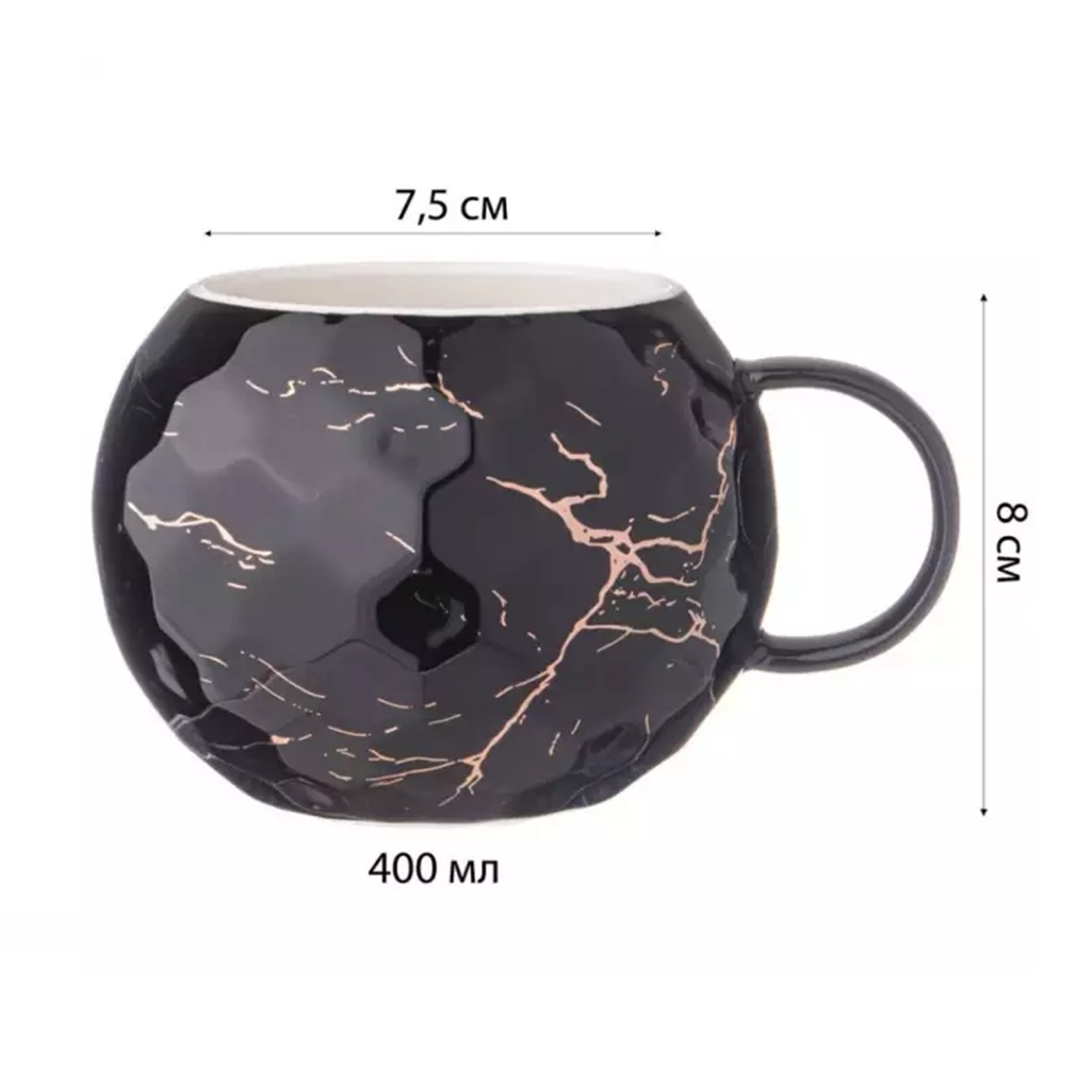 Кружка Lefard Breaktime 90-1086, фарфор, черная, 75х75х80 мм, 400 мл