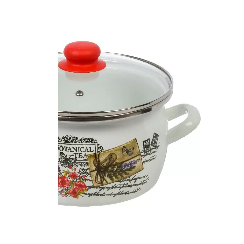 Кастрюля эмалированная Сантэкс Прованс с крышкой, индукция, 3 л