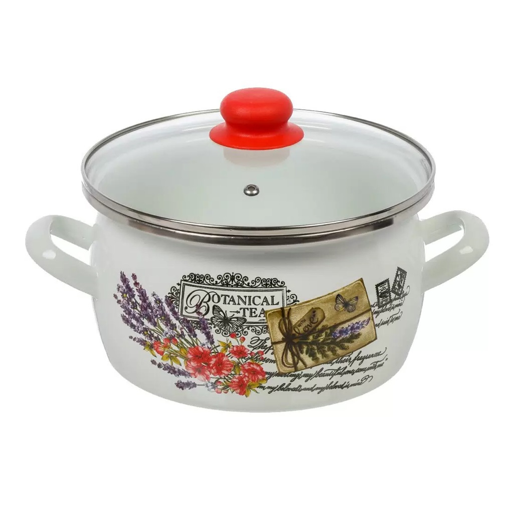 Кастрюля эмалированная Сантэкс Прованс с крышкой, индукция, 3 л