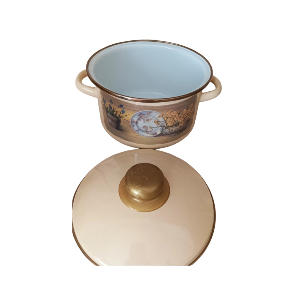 Кастрюля эмалированная СтальЭмаль Кантри-Д 21-1612/6, 3 л, нержавеющая сталь, бежевая