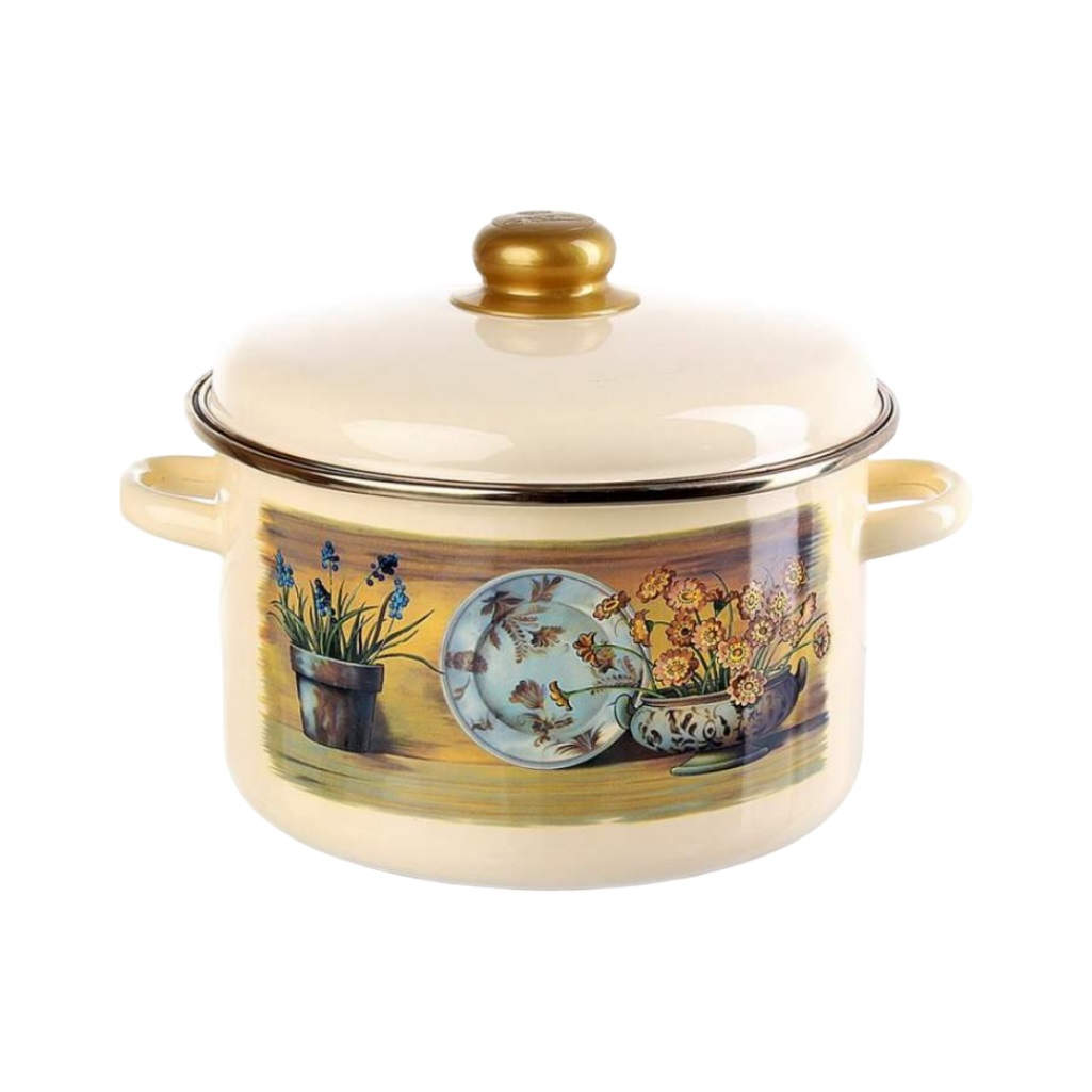 Кастрюля эмалированная СтальЭмаль Кантри-Д 21-1612/6, 3 л, нержавеющая сталь, бежевая