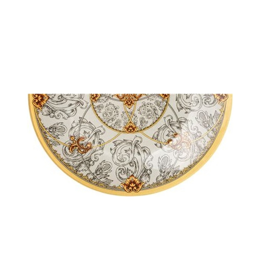 Тарелка обеденная Lefard Monogram, круглая, стекло, золотая, 25 см