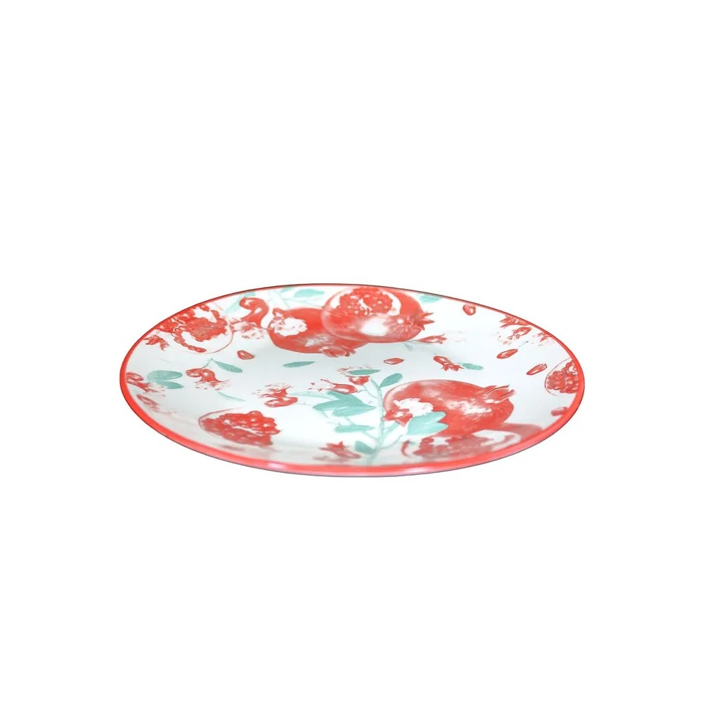 Тарелка десертная МФК Гранат, фарфор, красная с белым, 20 см