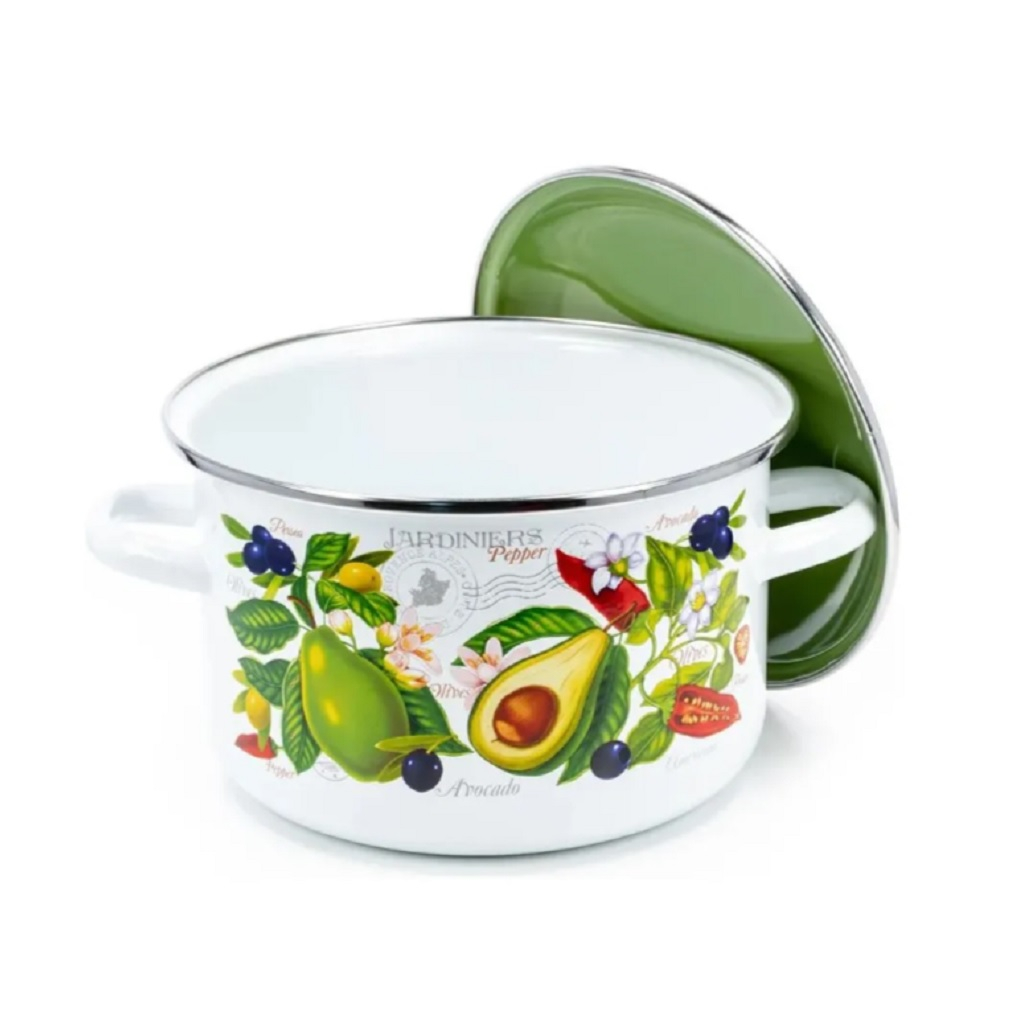 Кастрюля эмалированная СтальЭмаль 426997, Авокадо, объем 5.5 л