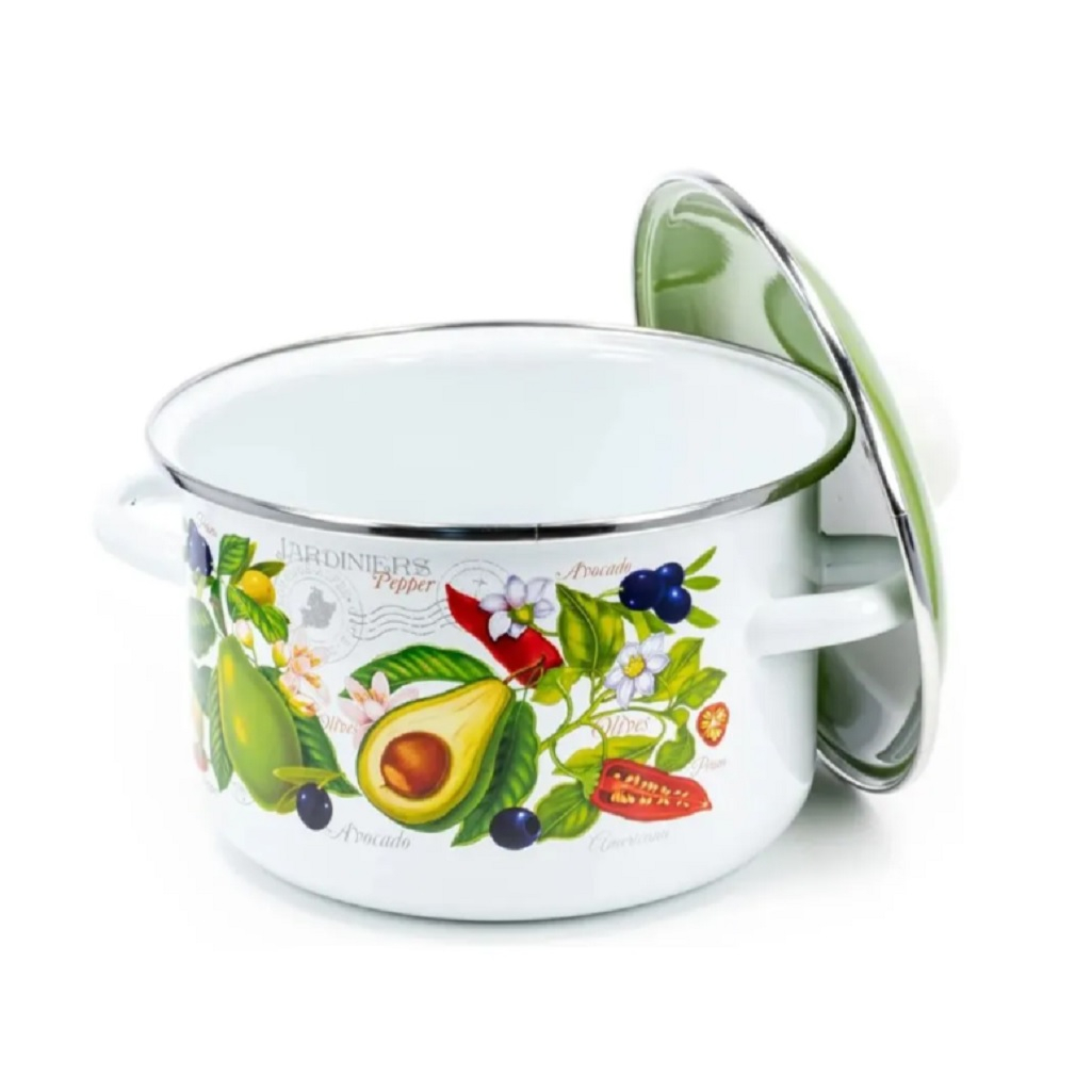 Кастрюля эмалированная СтальЭмаль 426997, Авокадо, объем 5.5 л