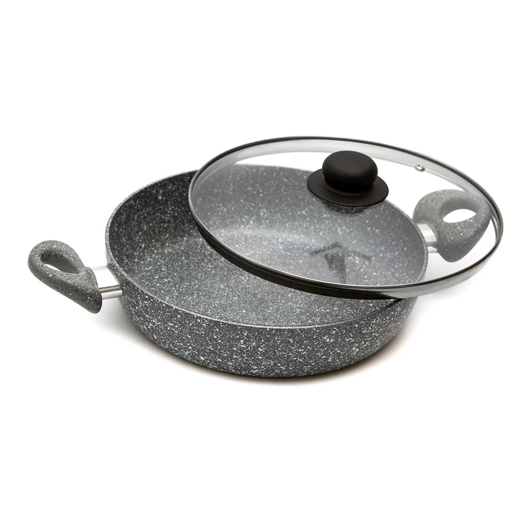 Жаровня Scovo Stone Pan ST-041, алюминий, антипригарное покрытие, со стеклянной крышкой, 26 см