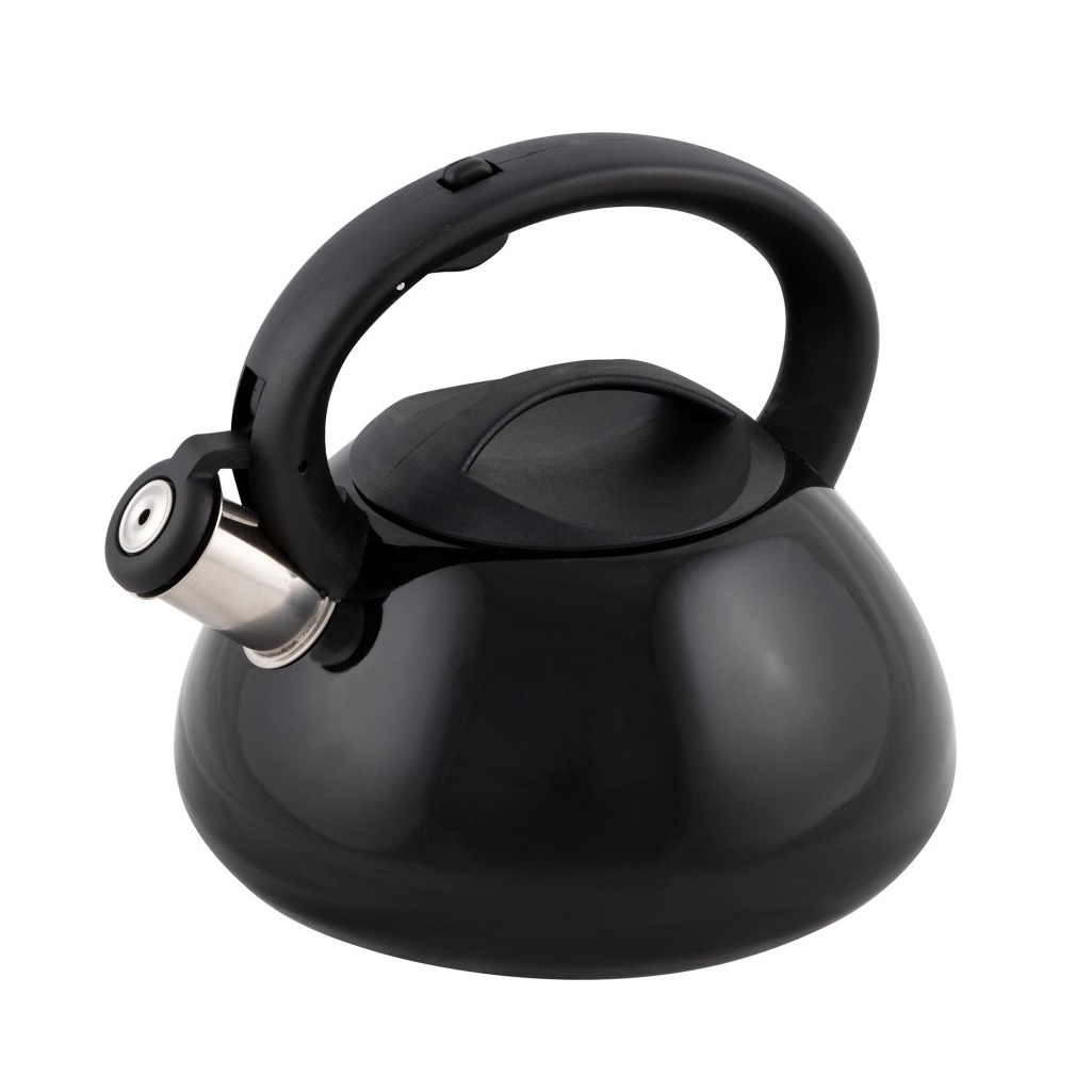 Чайник матовый Mallony MAL-105-N, нержавеющая сталь, черный, со свистком, индукция, 3 л