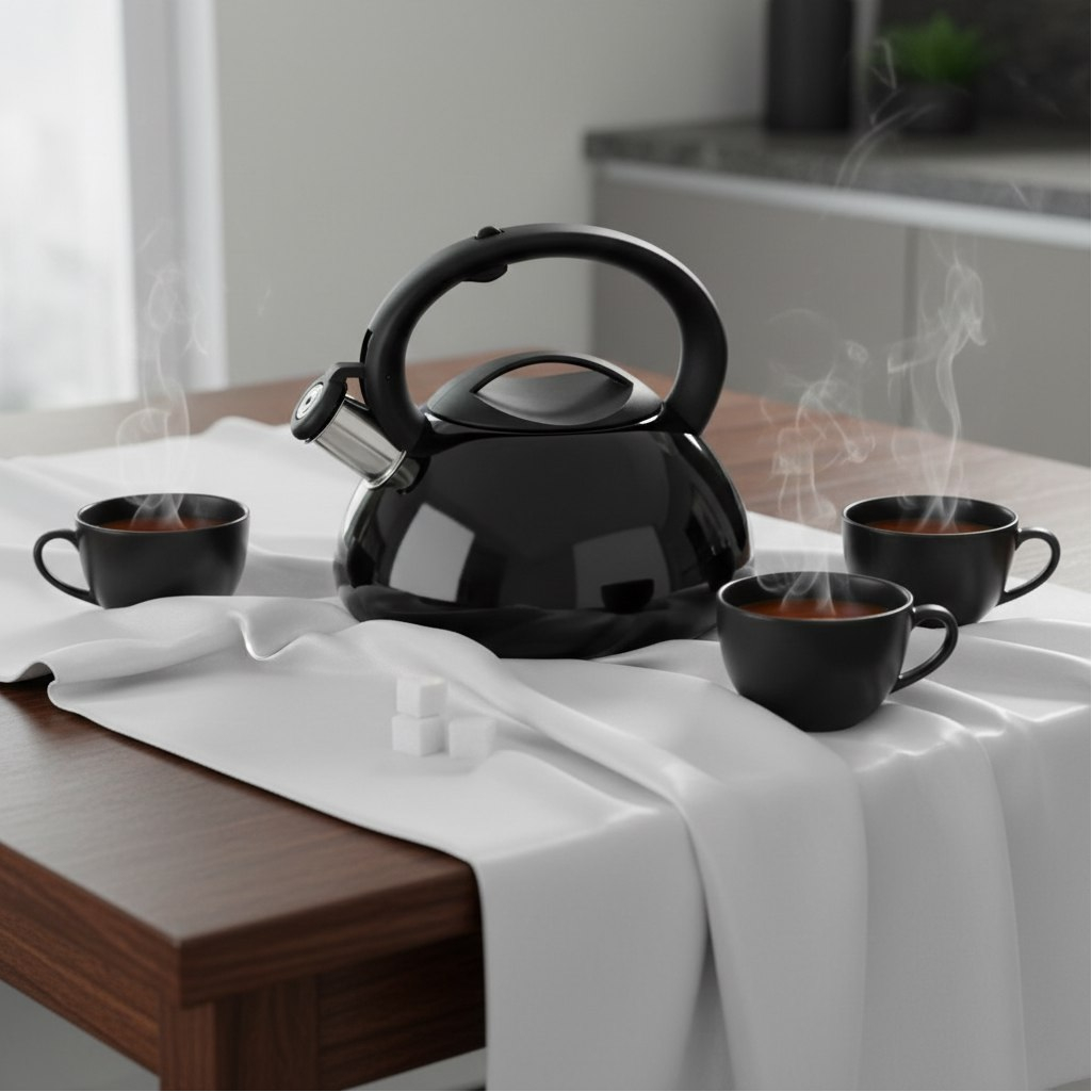 Чайник матовый Mallony MAL-105-N, нержавеющая сталь, черный, со свистком, индукция, 3 л