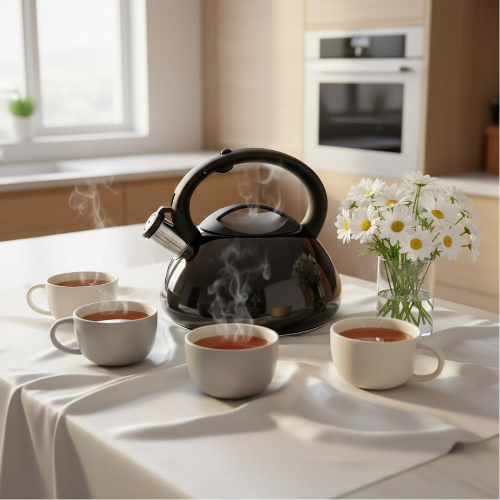 Чайник матовый Mallony MAL-105-N, нержавеющая сталь, черный, со свистком, индукция, 3 л