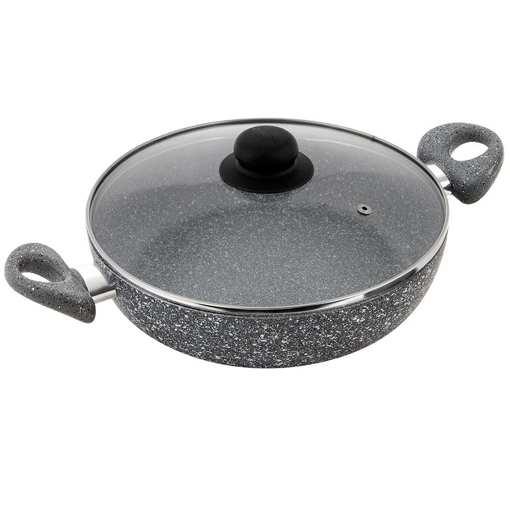Жаровня Scovo Stone Pan, алюминий, антипригарное покрытие, со стеклянной крышкой,  22 см
