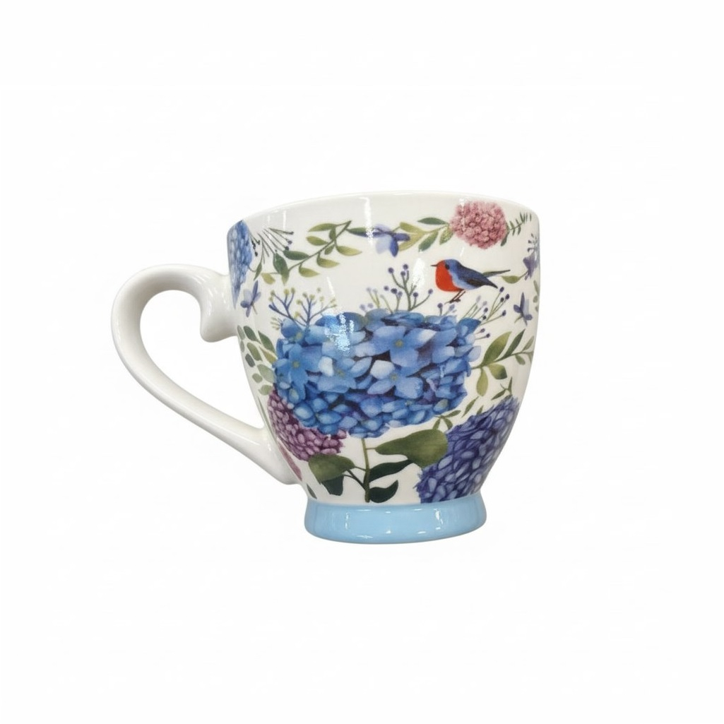 Кружка Daniks Гортензия, толстостенная керамика, гигиеничная глазурь, экологичная, 450 мл