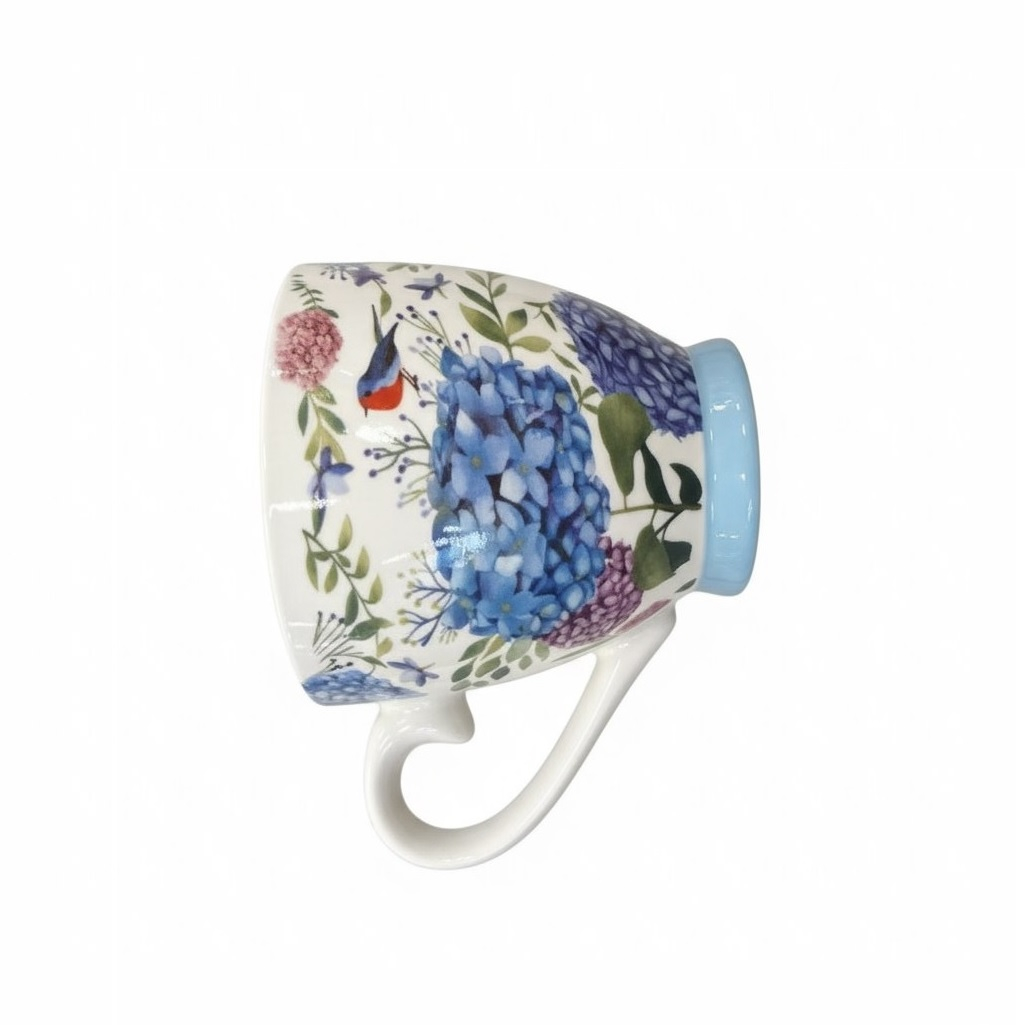 Кружка Daniks Гортензия, толстостенная керамика, гигиеничная глазурь, экологичная, 450 мл