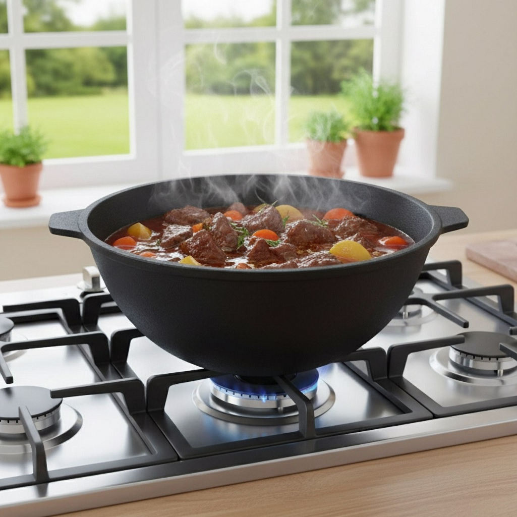 Казан Boniron Manoli К10-01, чугунный, без крышки, черный, 10 л