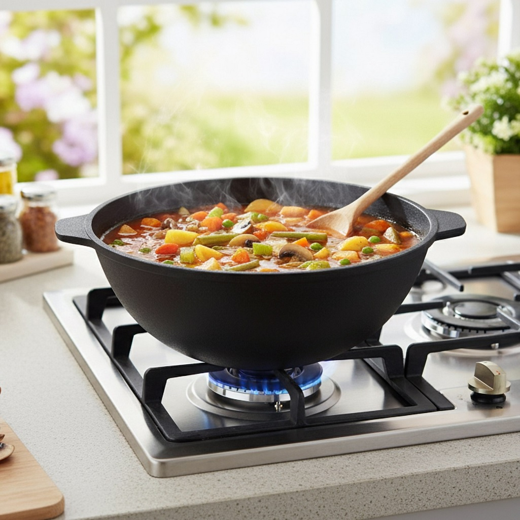 Казан Boniron Manoli К10-01, чугунный, без крышки, черный, 10 л