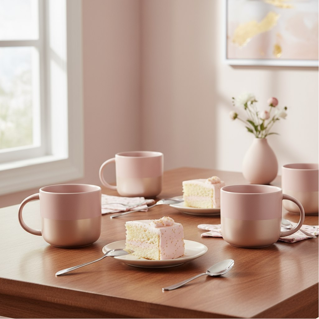 Кружка Bronco Velour 407-139, фарфор, розовая, для холодных и горячих напитков, 440 мл