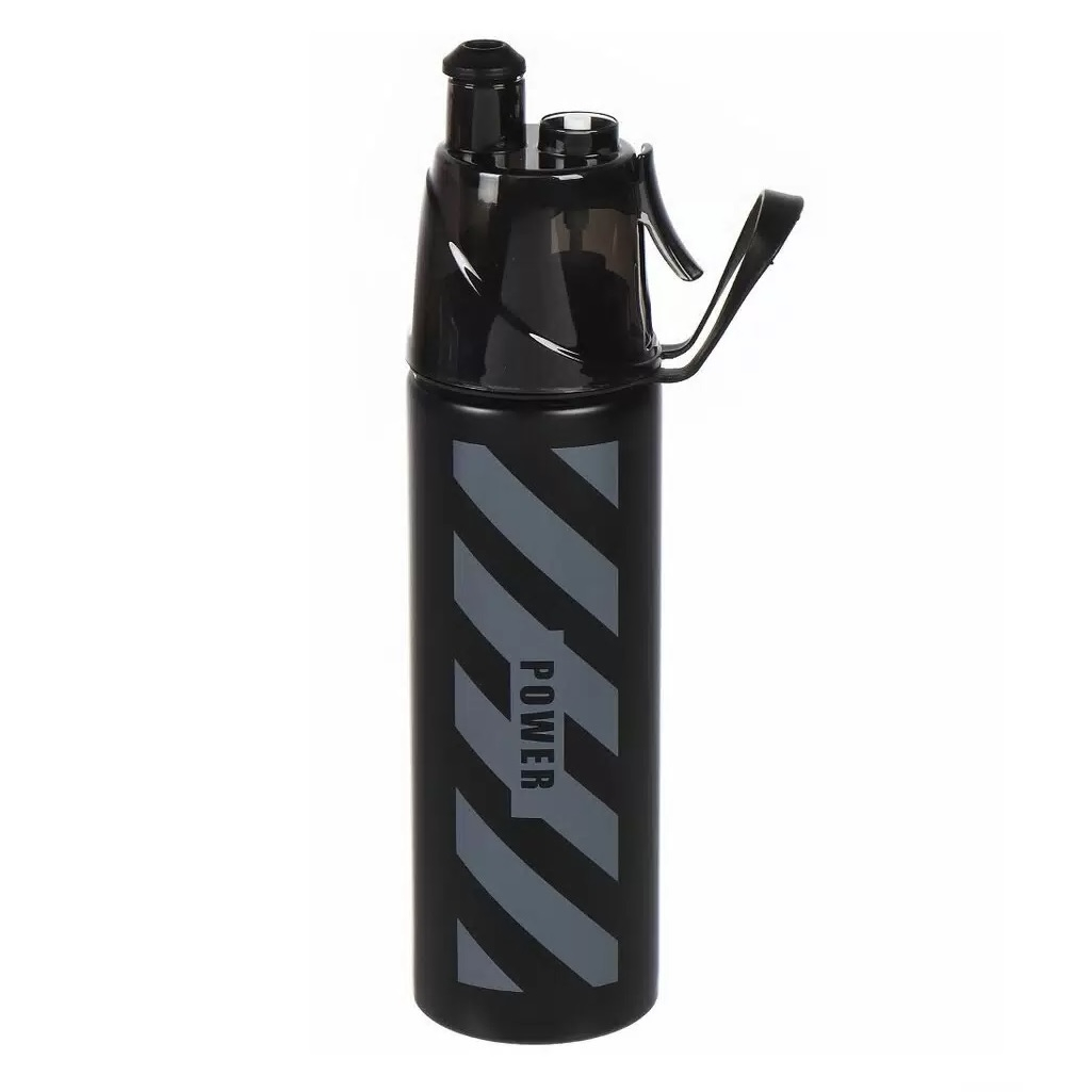 Термобутылка для воды Daniks 435636, нержавеющая сталь, с распылителем, черный, 0.5 л