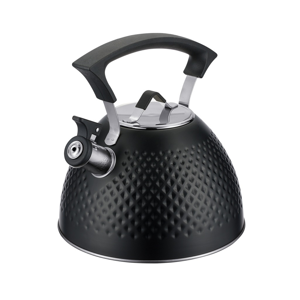 Чайник Regent Inox Linea TEA 78-002, объем 3 л, со свистком, нержавеющая сталь, цвет черный 