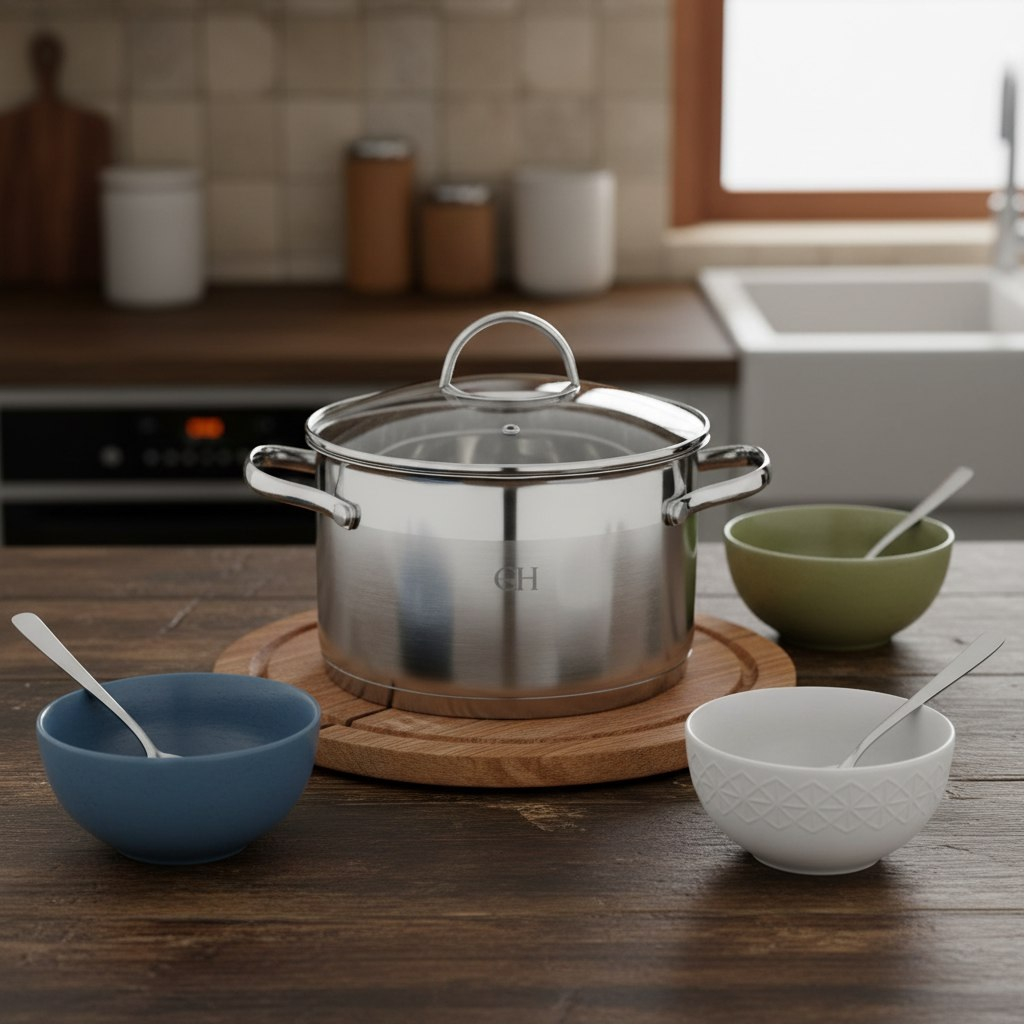 Кастрюля из нержавеющей стали Gold House Ringo GH-1829, стеклянная крышка, объем 2.9 л