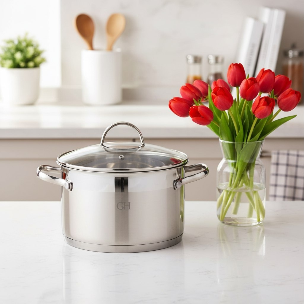 Кастрюля из нержавеющей стали Gold House Ringo GH-1829, стеклянная крышка, объем 2.9 л